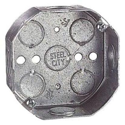 Thomas & Betts Steel City® 54151-1/2-&-3/4 Drawn Style Ceiling Box, Steel, 15.8 cu-in Capacity, 1 Outlets, 7 Knockouts, 1-1/2 in D